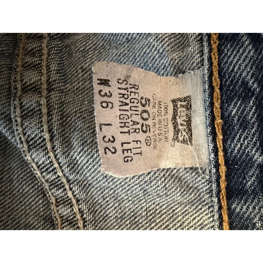 VTG Levis 505 Jeans Mens 36x32 Blue Medium Wash Regular Straight Leg Denim 2002